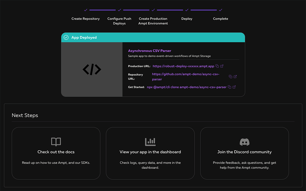 Ampt Template Successfully Deployed