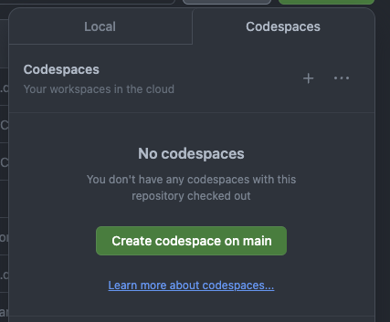Start Codespace